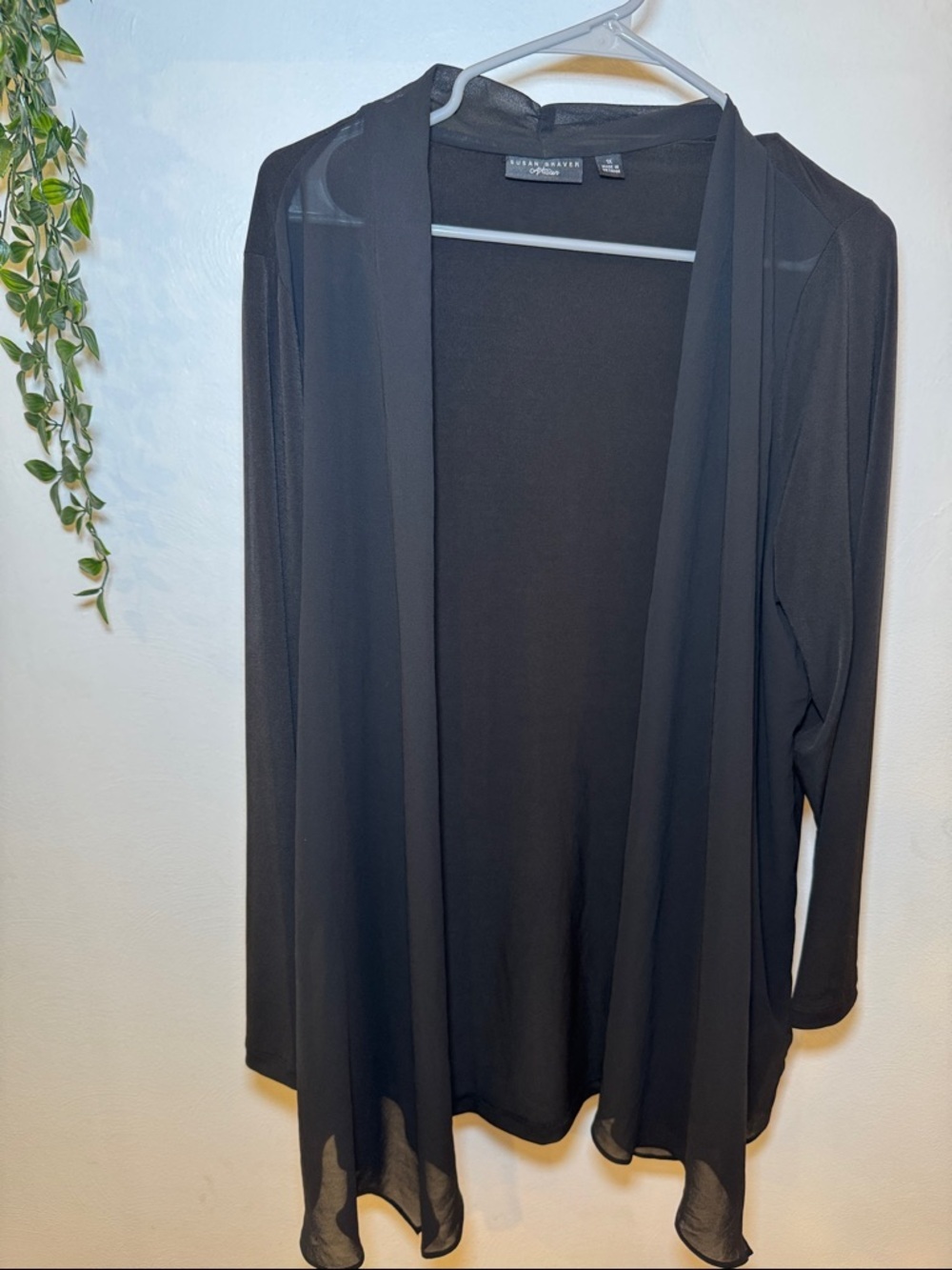 Susan Graver black Open Front Lightweight Cardigan size 1XL